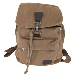 Lior Canvas Backpack Medium Brown Drawstring Flap Pocket Rugged Utility Gorpcore